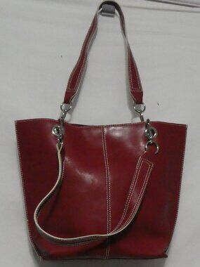 WILSONS LEATHER Pelle Studio Red Genuine Leather Tote Shoulder Bag